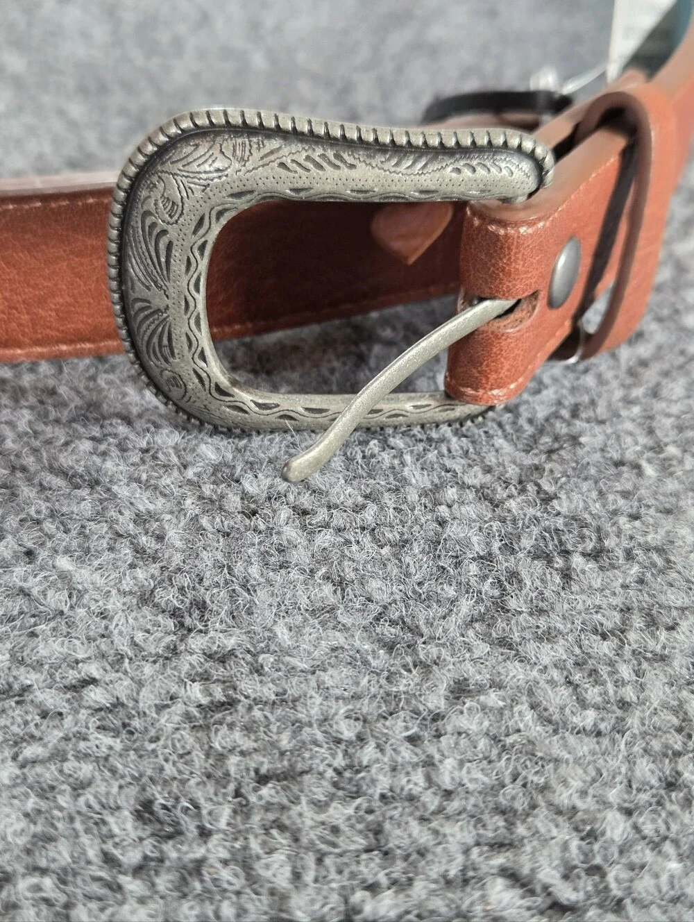 Catchfly Studio Women’s XL Western Heart Concho Belt Brown Teal Faux Leather